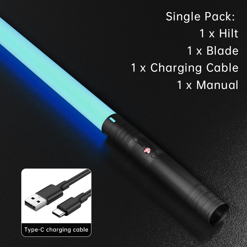 Adventure Glow Sword 1-Pack - Lightweight Aluminum Handle, 20 Neon Colors, Ambient Nature Sound Mode, Rechargeable