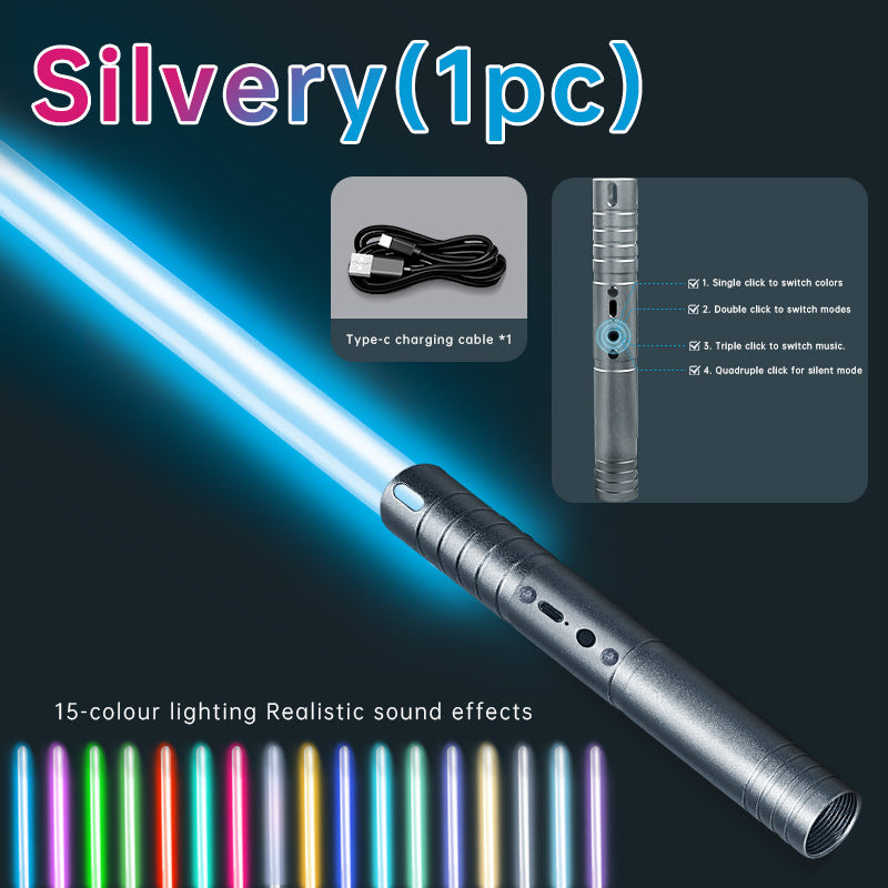 Rechargeable Energy Swords - 2-Pack Duel Set, 15 RGB Colors, Motion Activated Sound Effects, Great for Kids Christmas and Adult Collectors