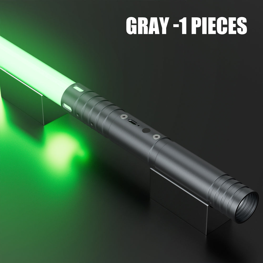 1-piece aluminum alloy handle, 15 color dynamic modes, rechargeable glowing sword, 4 cinematic sound effects