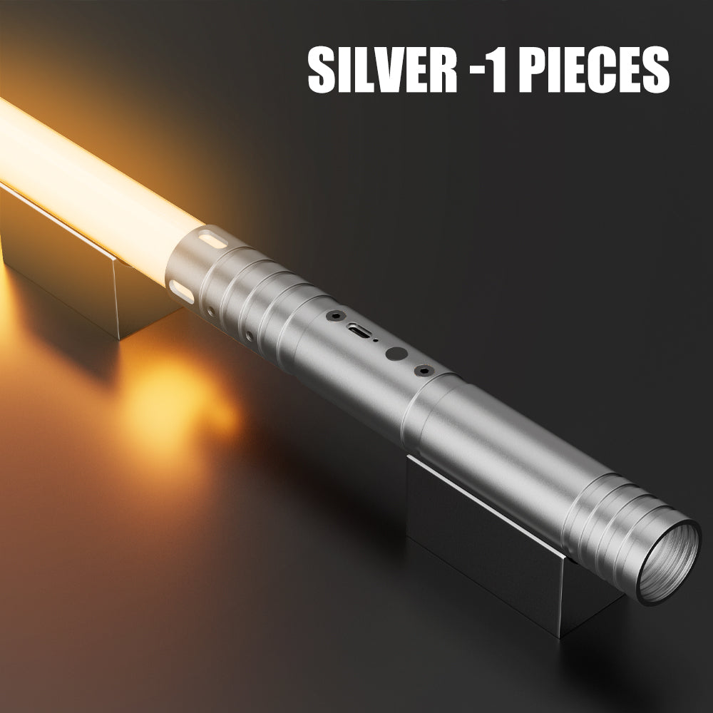 1-piece aluminum alloy handle, 15 color dynamic modes, rechargeable glowing sword, 4 cinematic sound effects