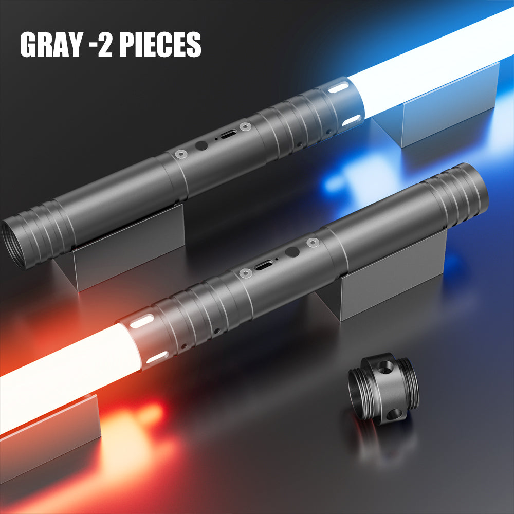 1-piece aluminum alloy handle, 15 color dynamic modes, rechargeable glowing sword, 4 cinematic sound effects