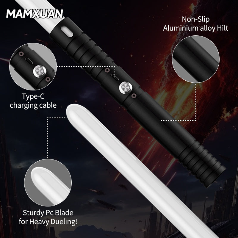Adventure Glow Sword 1-Pack - Lightweight Aluminum Handle, 20 Neon Colors, Ambient Nature Sound Mode, Rechargeable