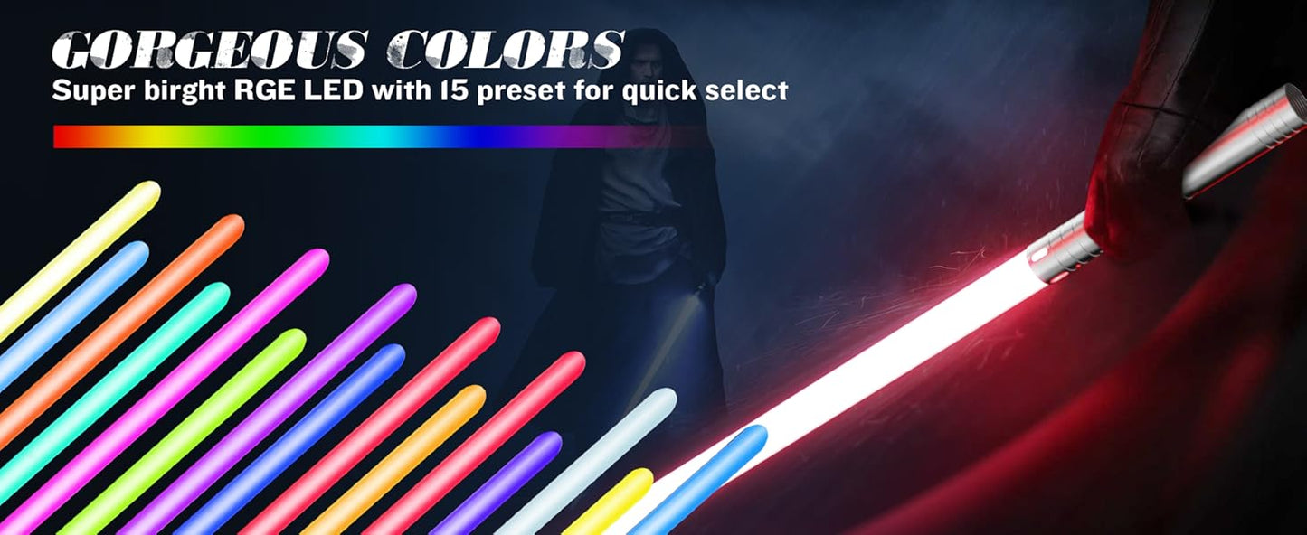 2-Pack Rechargeable Combat Swords with Metal Handles - 15 Dynamic Lighting Modes, 4 Immersive Sound Effects
