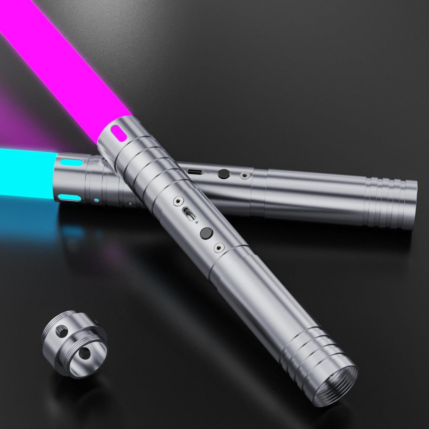 2-Pack Rechargeable Combat Swords with Metal Handles - 15 Dynamic Lighting Modes, 4 Immersive Sound Effects