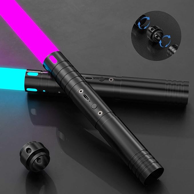 2-Pack Rechargeable Combat Swords with Metal Handles - 15 Dynamic Lighting Modes, 4 Immersive Sound Effects