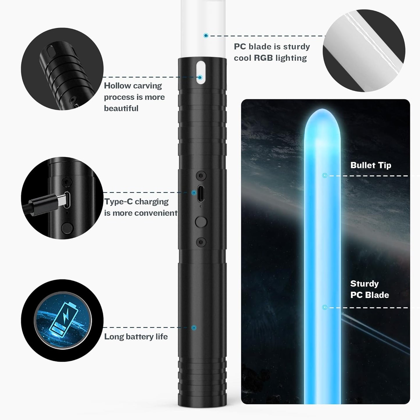 2-Pack Rechargeable Combat Swords with Metal Handles - 15 Dynamic Lighting Modes, 4 Immersive Sound Effects