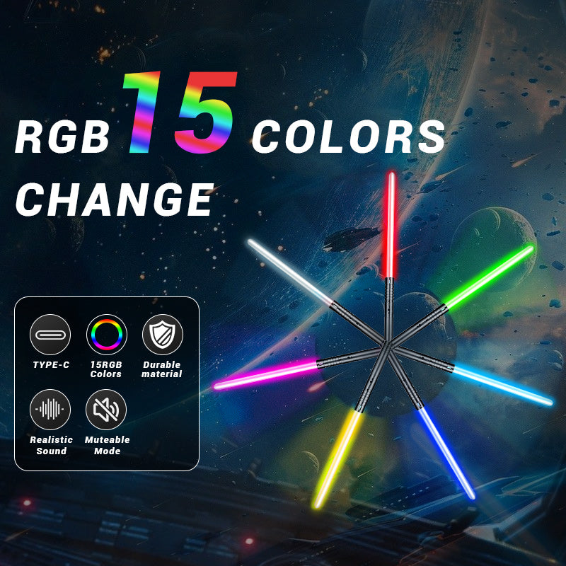 Rechargeable Energy Swords - 2-Pack Duel Set, 15 RGB Colors, Motion Activated Sound Effects, Great for Kids Christmas and Adult Collectors