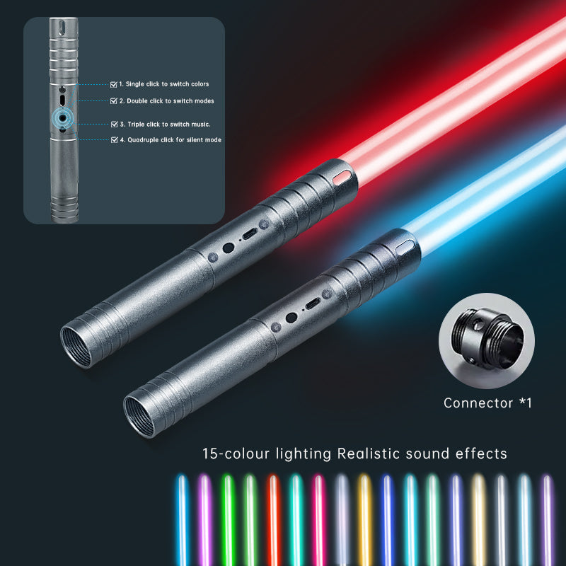 Rechargeable Energy Swords - 2-Pack Duel Set, 15 RGB Colors, Motion Activated Sound Effects, Great for Kids Christmas and Adult Collectors