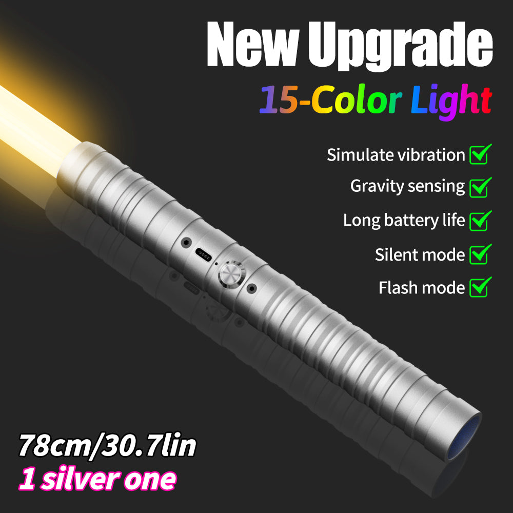 light up saber, 15 Colors and 4 Modes Light up Light Saber for Dueling, 2-in-1 RGB Detachable USB Charge