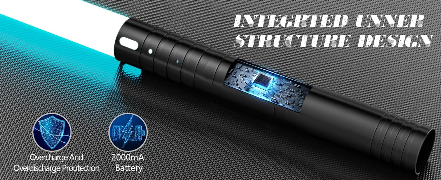 2-Pack Rechargeable Combat Swords with Metal Handles - 15 Dynamic Lighting Modes, 4 Immersive Sound Effects