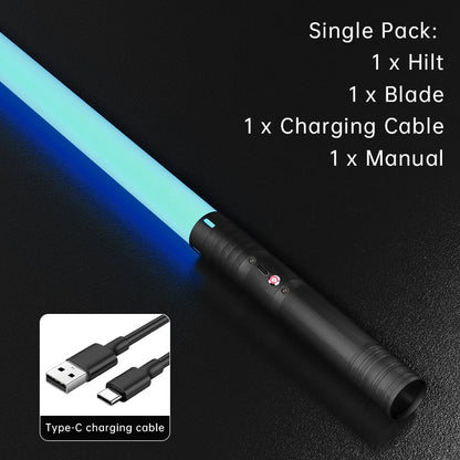 Adventure Glow Sword 1-Pack - Lightweight Aluminum Handle, 20 Neon Colors, Ambient Nature Sound Mode, Rechargeable