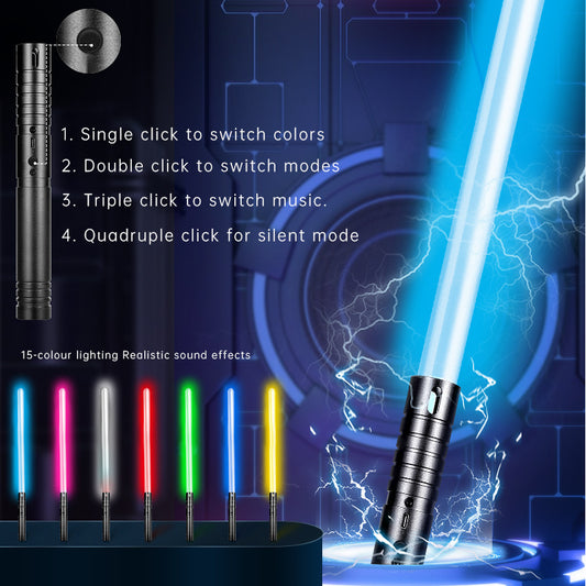 Rechargeable Energy Swords - 2-Pack Duel Set, 15 RGB Colors, Motion Activated Sound Effects, Great for Kids Christmas and Adult Collectors