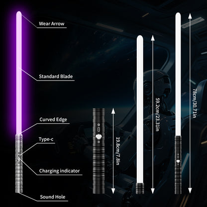 light up saber, 15 Colors and 4 Modes Light up Light Saber for Dueling, 2-in-1 RGB Detachable USB Charge