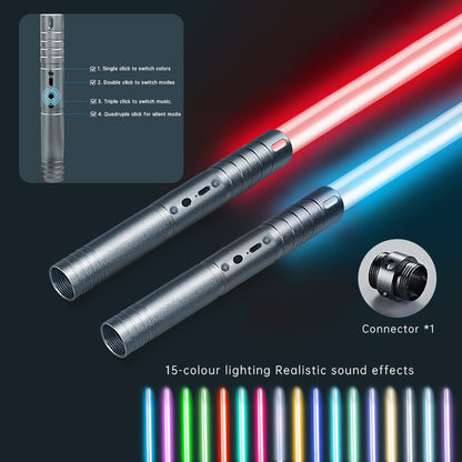 Rechargeable Energy Swords - 2-Pack Duel Set, 15 RGB Colors, Motion Activated Sound Effects, Great for Kids Christmas and Adult Collectors